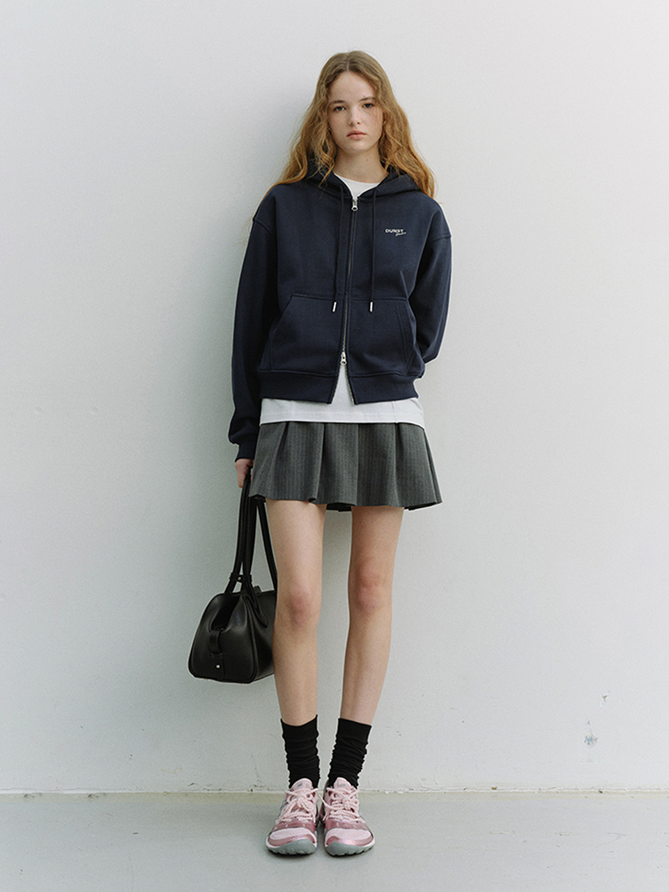 UNISEX CROPPED ZIP-UP HOODIE NAVY