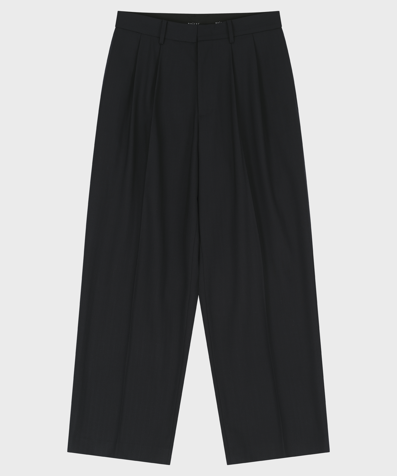 TWO-TUCK BUTTON WIDE SLACKS (NAVY)
