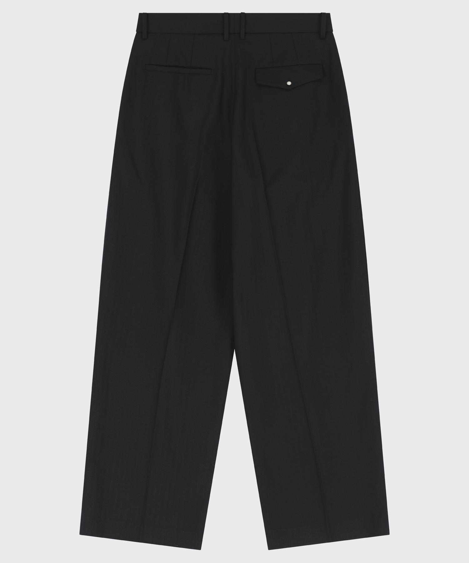 TWO-TUCK BUTTON WIDE SLACKS (NAVY)