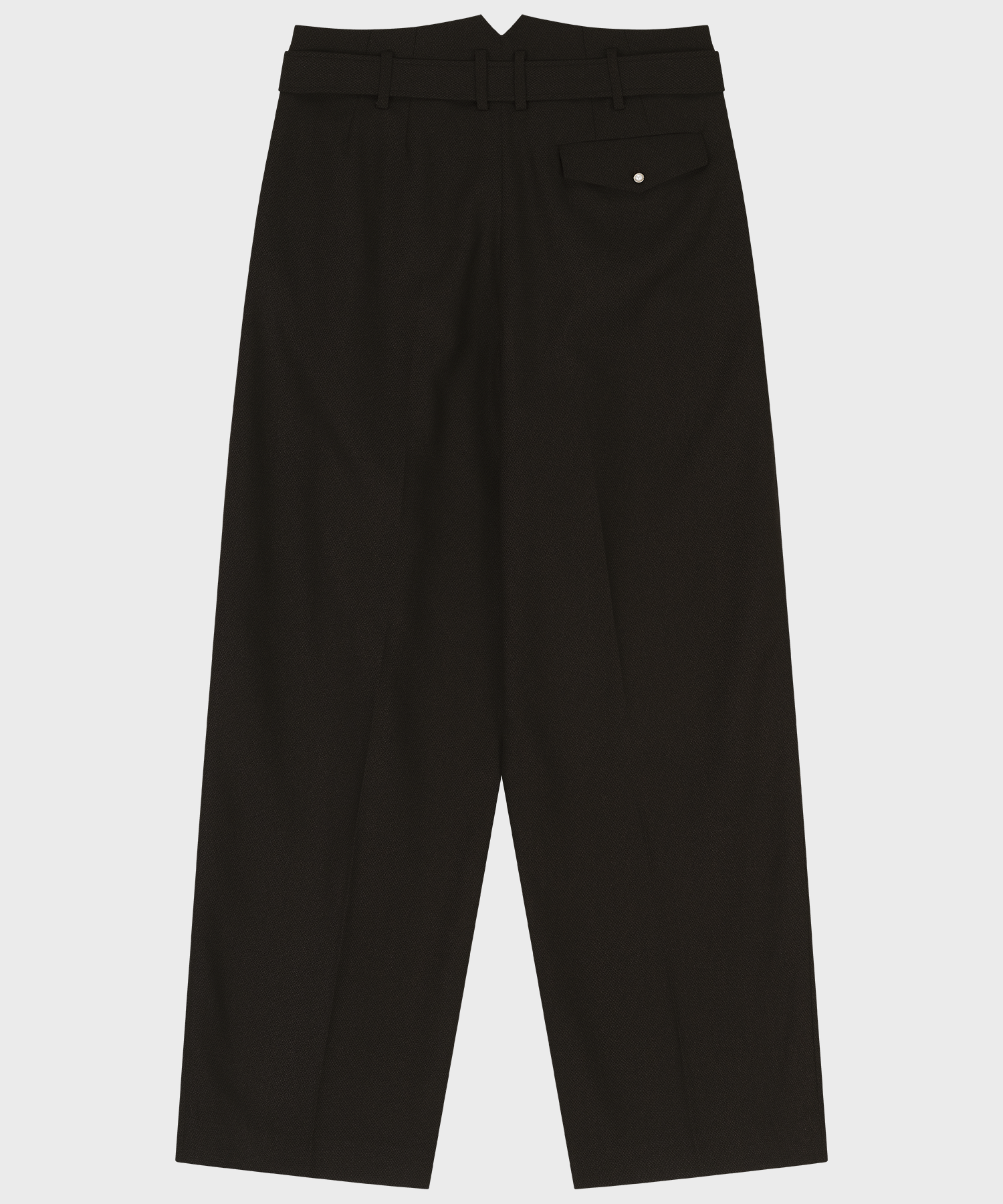 WOOL JACQUARD BELTED TWO-TUCK WIDE SLACKS (BROWN)