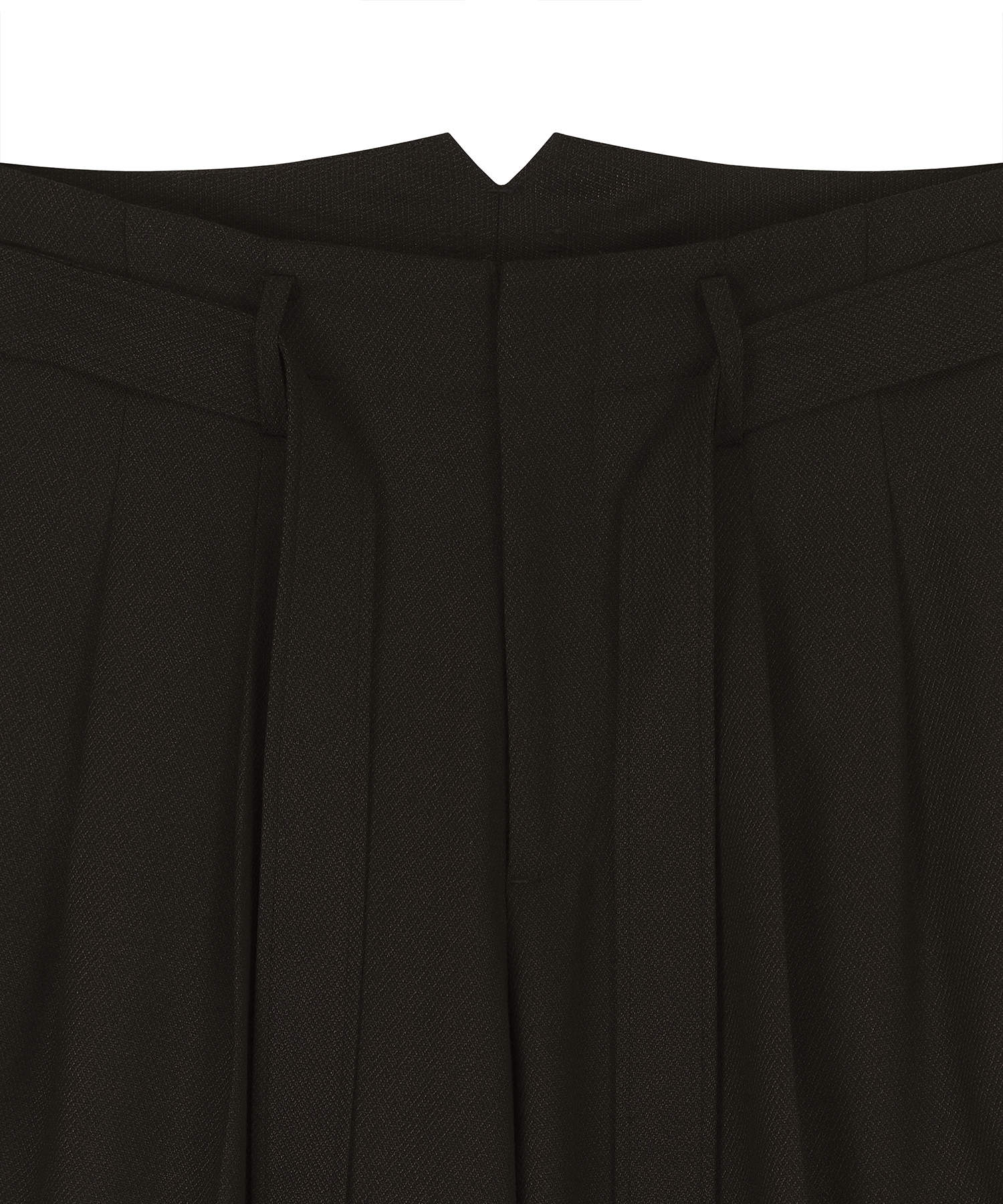 WOOL JACQUARD BELTED TWO-TUCK WIDE SLACKS (BROWN)