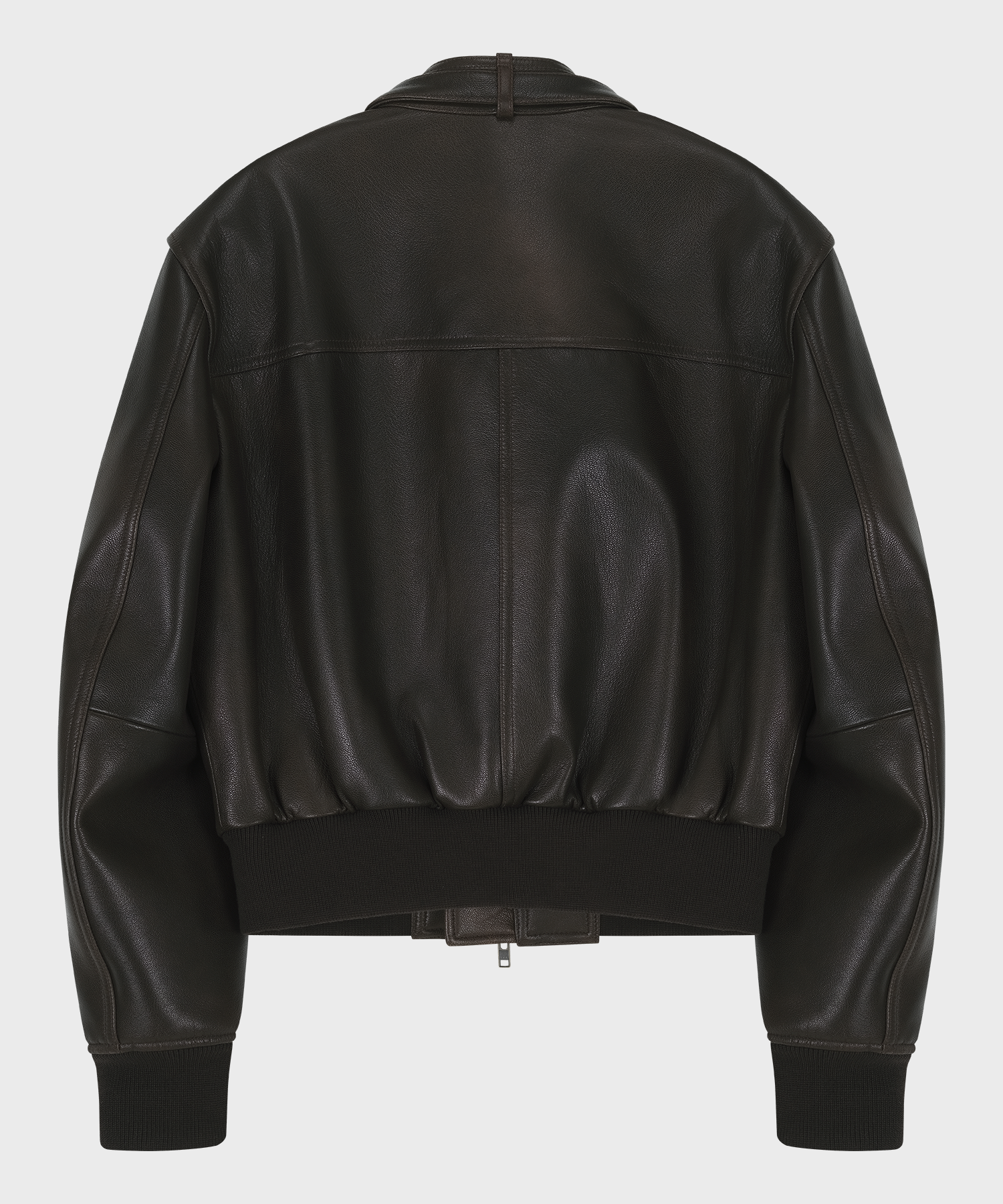 GOAT SKIN LEATHER CROP JACKET (BROWN)