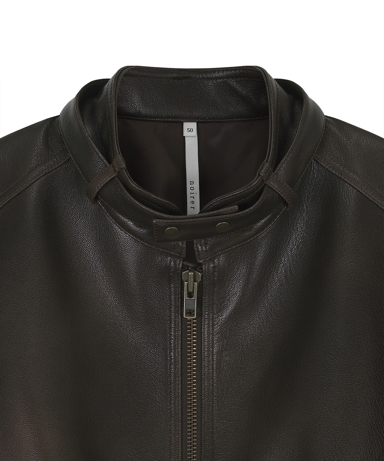 GOAT SKIN LEATHER CROP JACKET (BROWN)