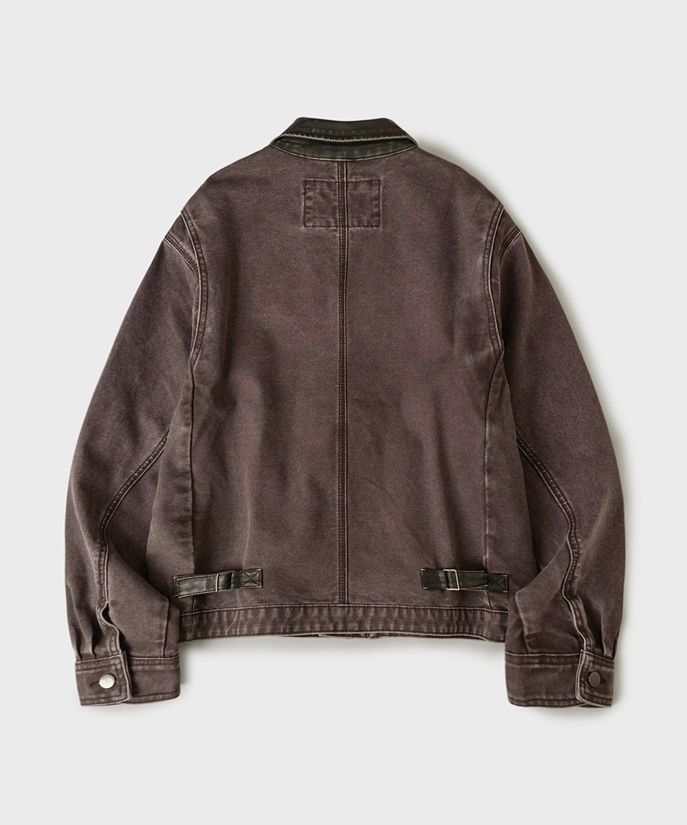 Bleached Canvas Work Jacket[Washed Brown]