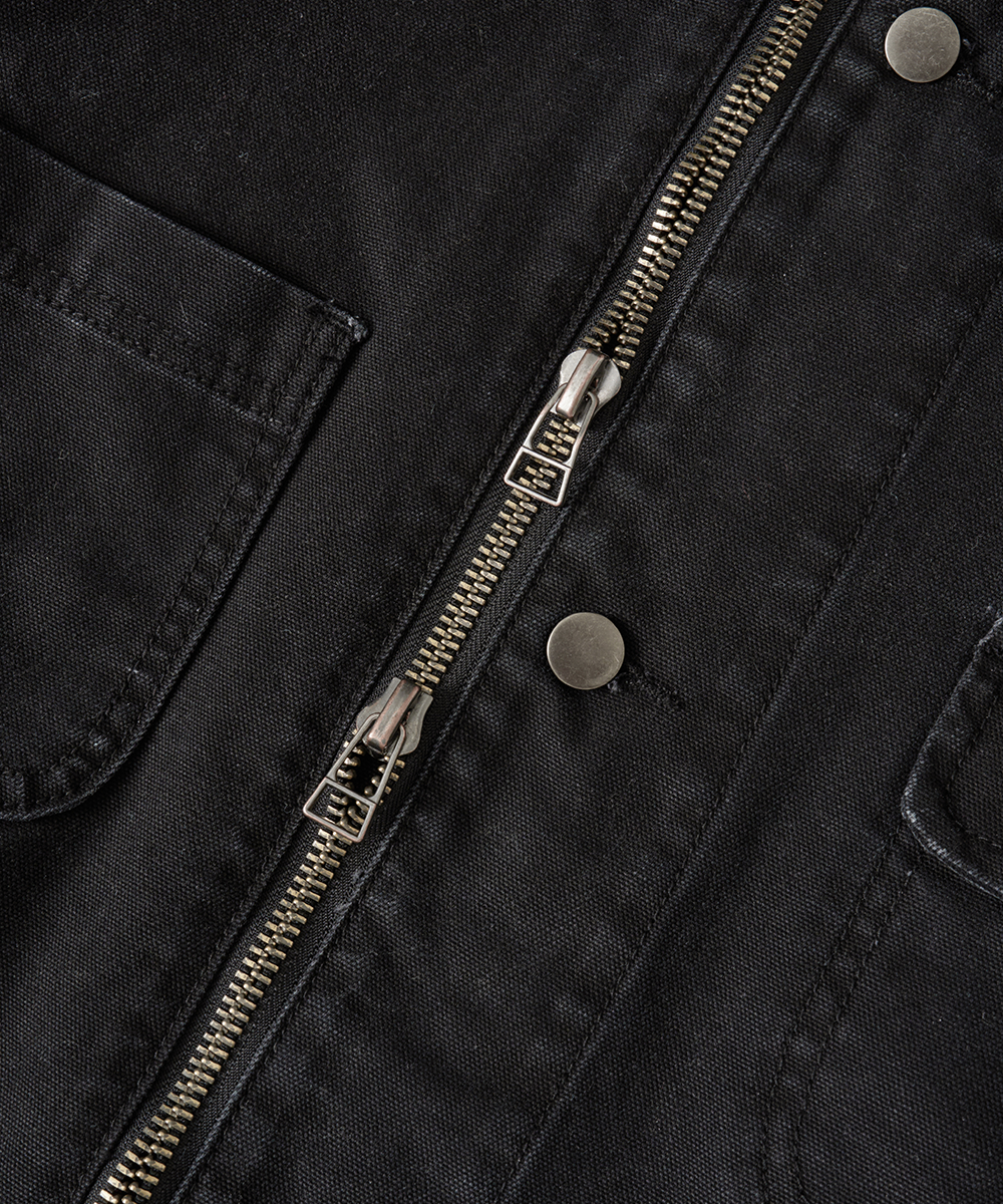 Bleached Canvas Work Jacket[Washed Black]