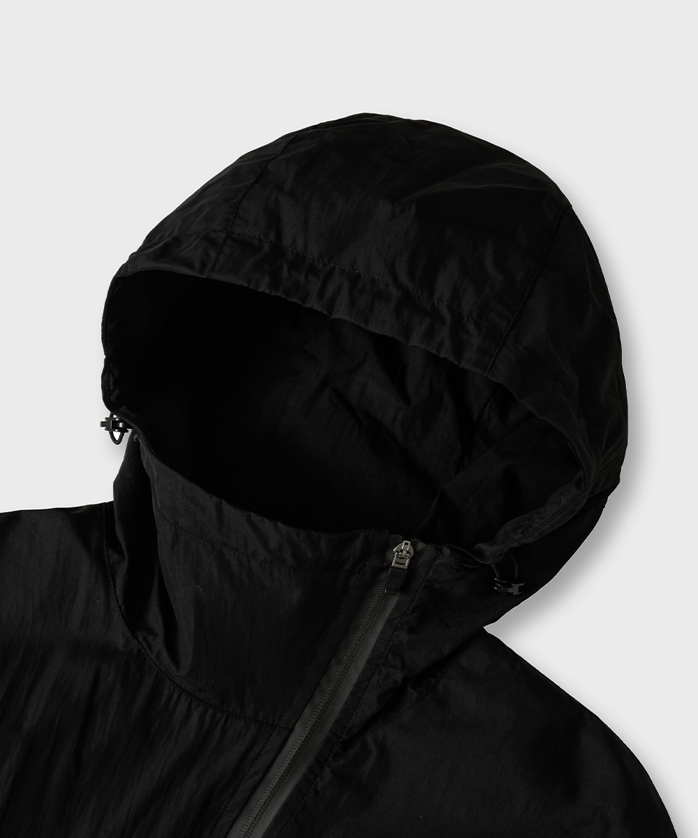 Curved Windbreaker Jacket[BLACK]