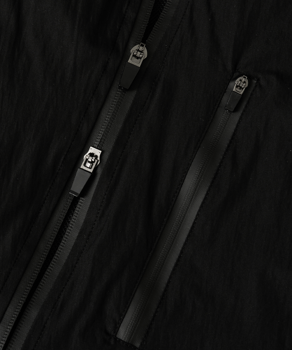 Curved Windbreaker Jacket[BLACK]