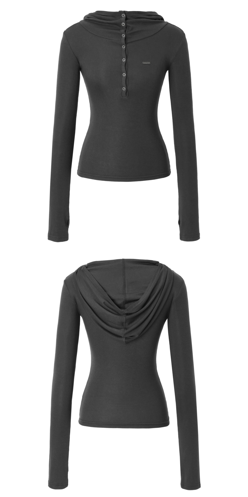 MUSINSA | KHAKIPOINT High-neck Hooded Top (charcoal)