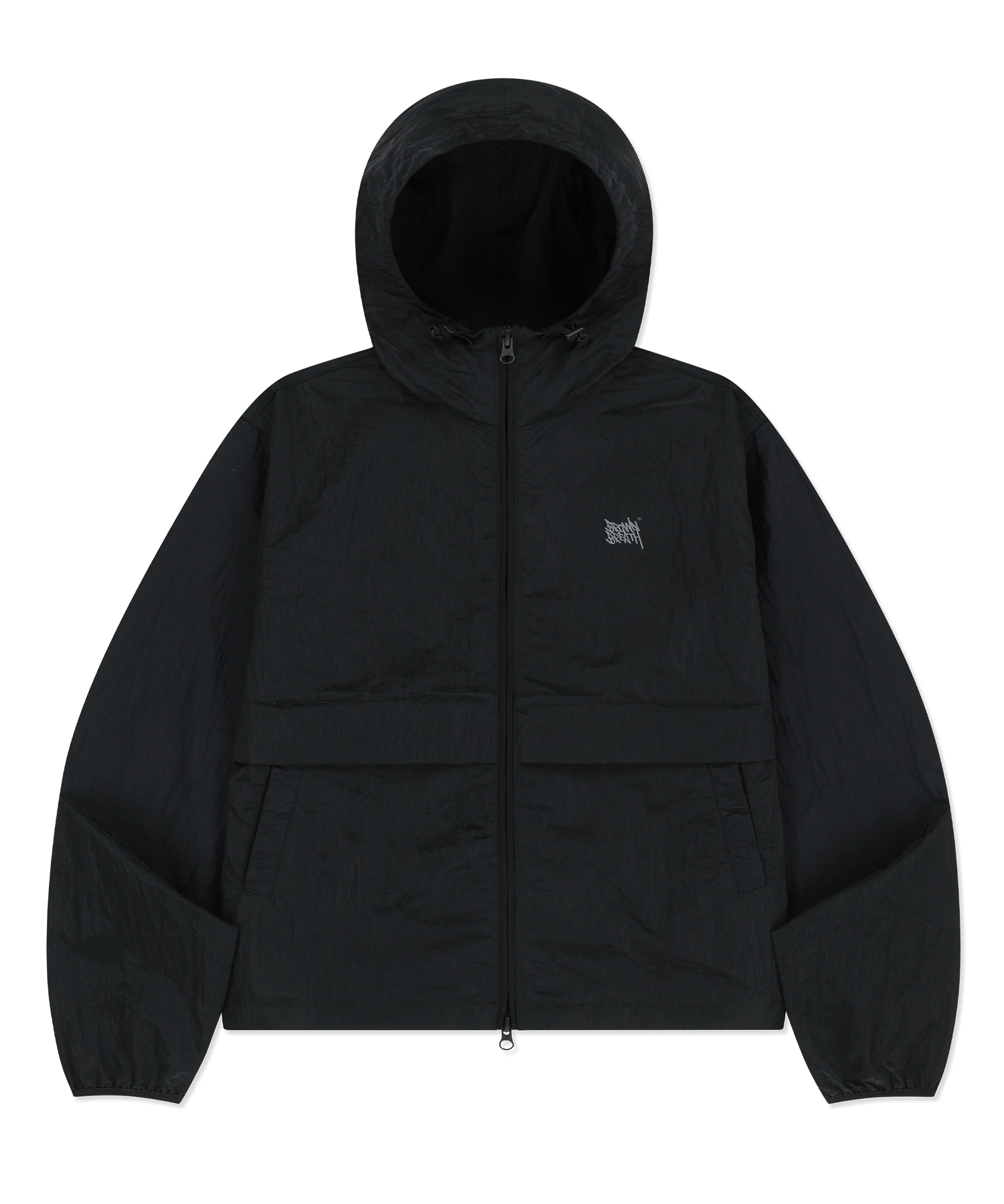 W TAG HIGH NECK HOODIE WINDBREAKER - чёрный