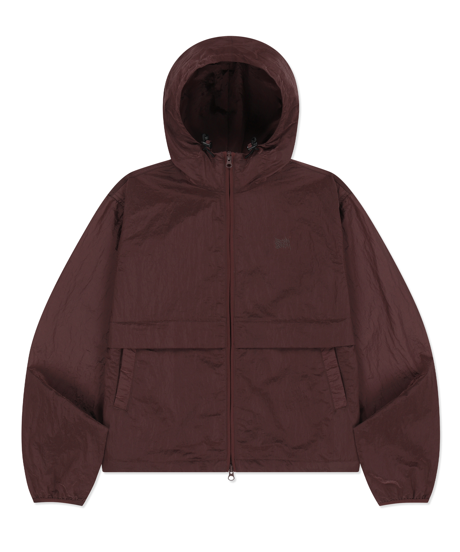 W TAG HIGH NECK HOODIE WINDBREAKER - BURGUNDY