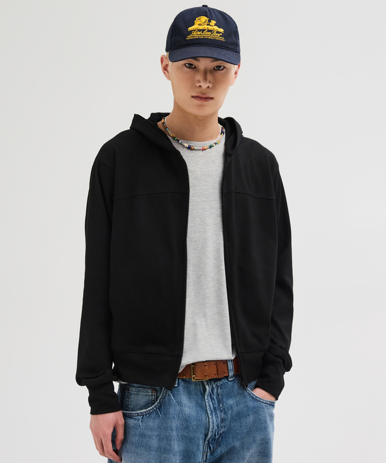 Slim Fit Hooded Zip-Up чёрный