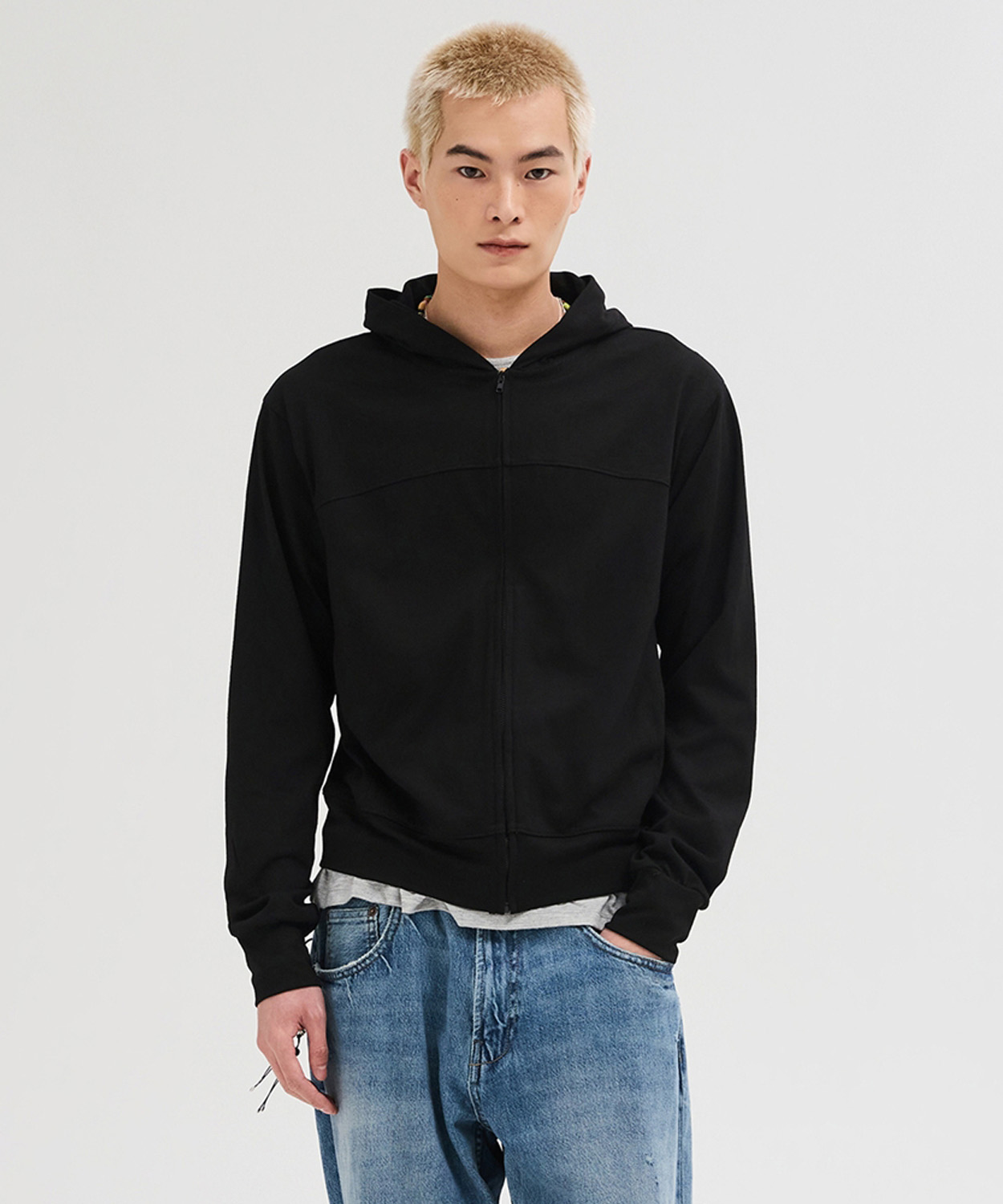 Slim Fit Hooded Zip-Up чёрный
