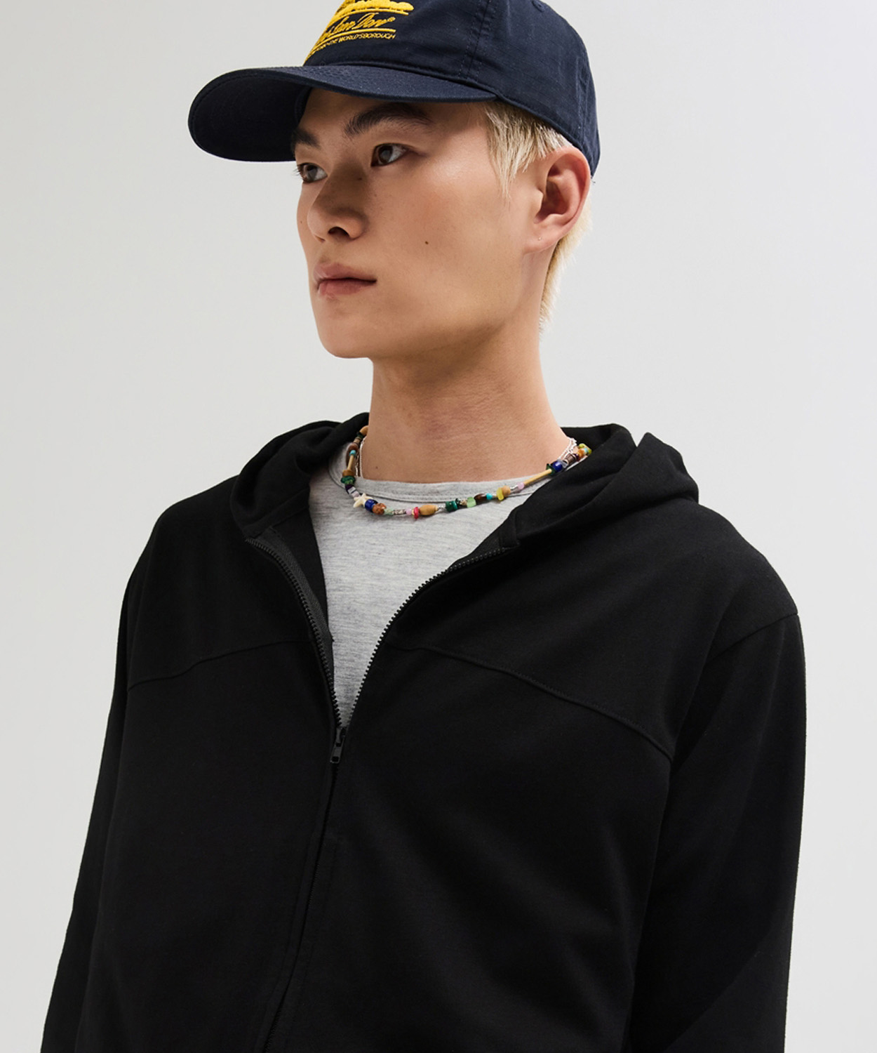 Slim Fit Hooded Zip-Up чёрный