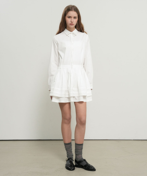 Pleated Shirt Dress [WHITE] / GF1LOP504 thumbnail 5