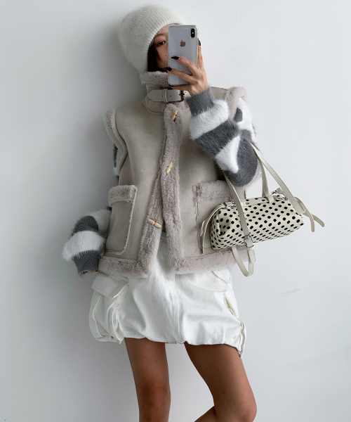 FAUX Mouton Vest [Mink/Black] thumbnail 26