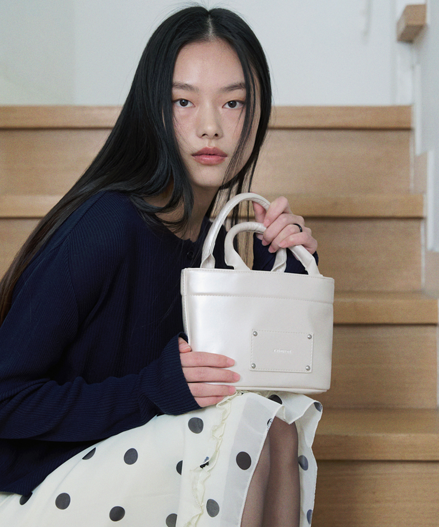 Stud Patch Macaroon Bag_Shining белый