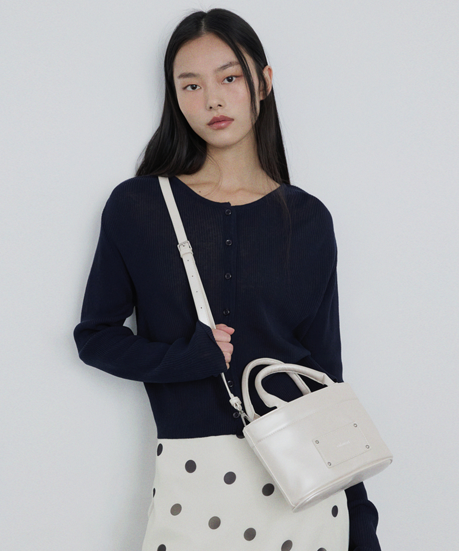 Stud Patch Macaroon Bag_Shining белый