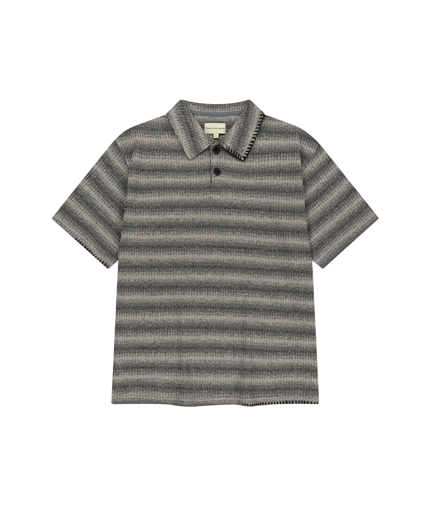 Edge Crochet 1/2 Polo Shirt (ombre stripe)