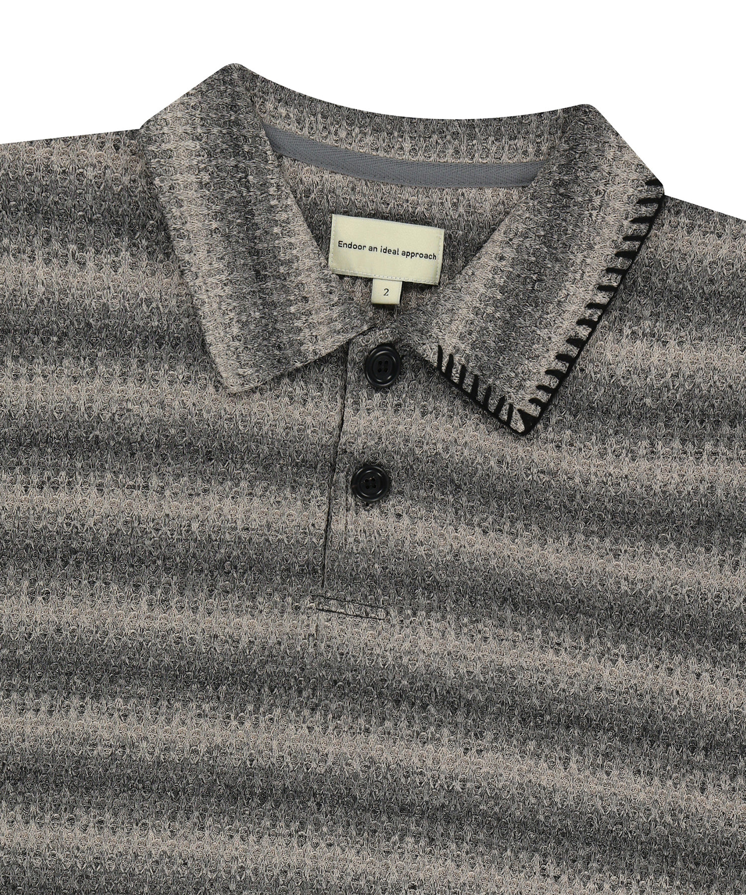 Edge Crochet 1/2 Polo Shirt (ombre stripe)