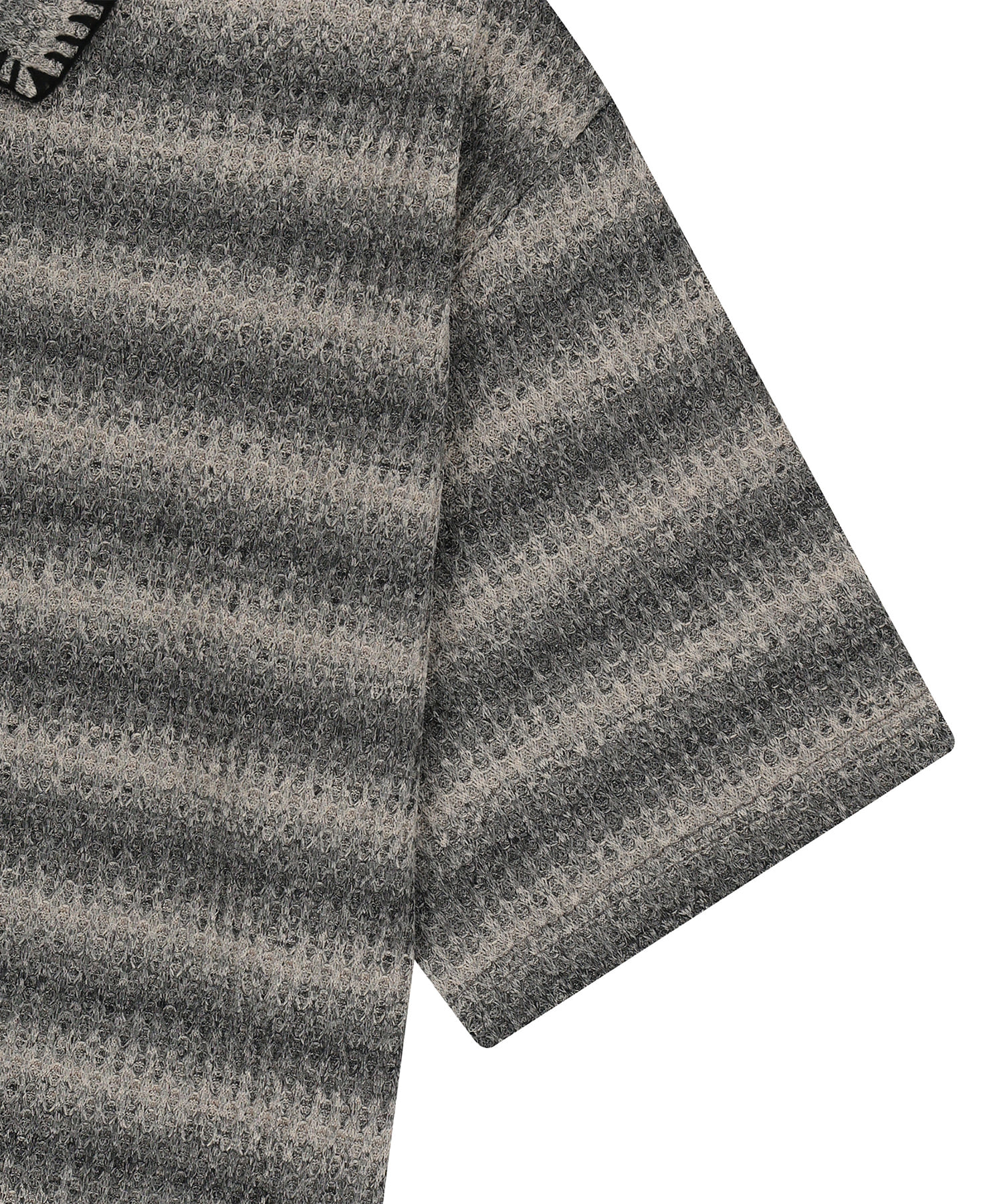 Edge Crochet 1/2 Polo Shirt (ombre stripe)