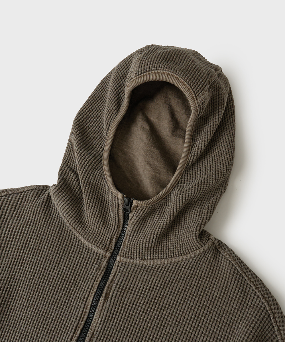 Heavy Waffle Balaclava Hood Zip-UpWashed коричневый