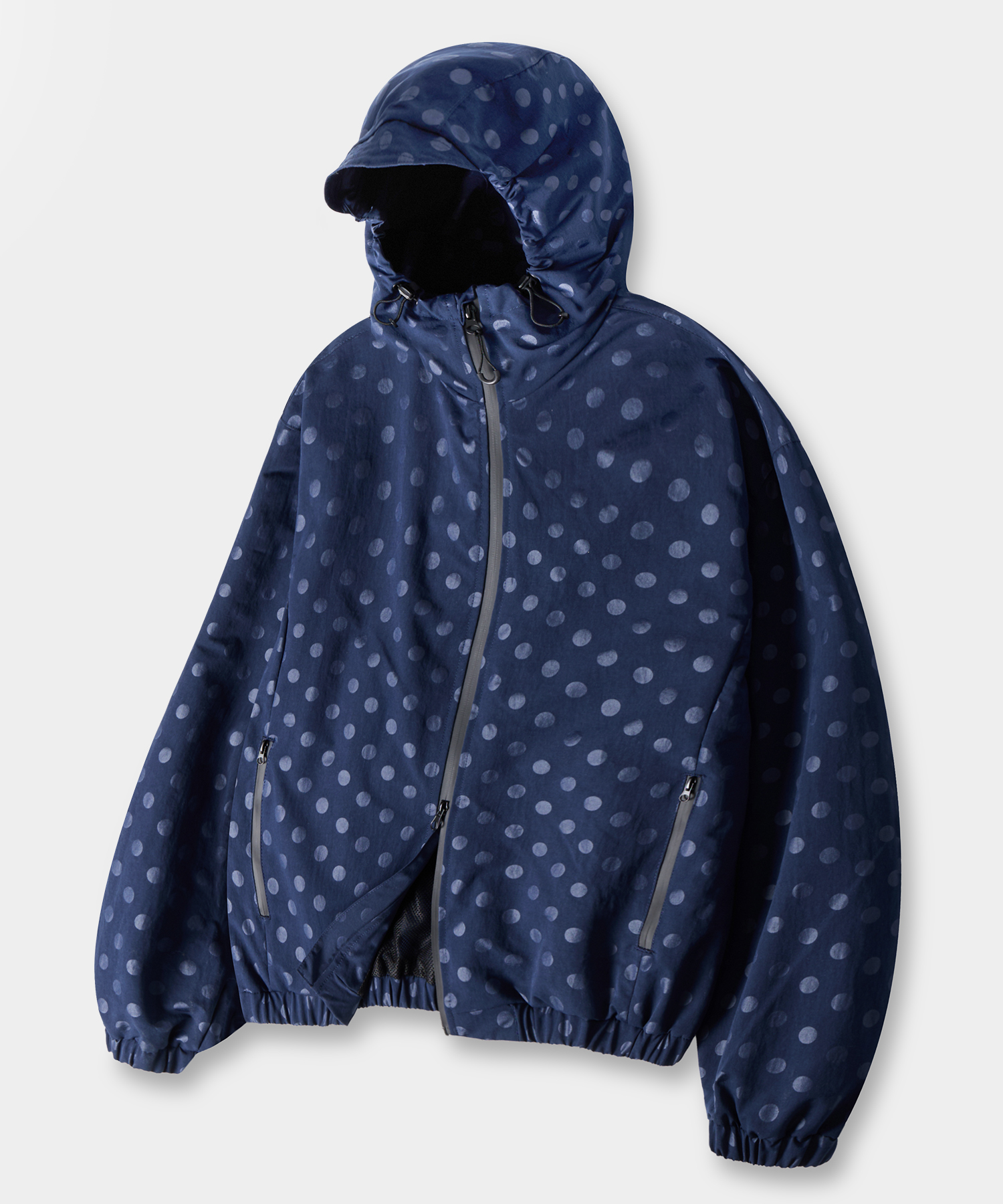 EUG 2WAY DOT HOODED WINDBREAKER JACKET_NAVY