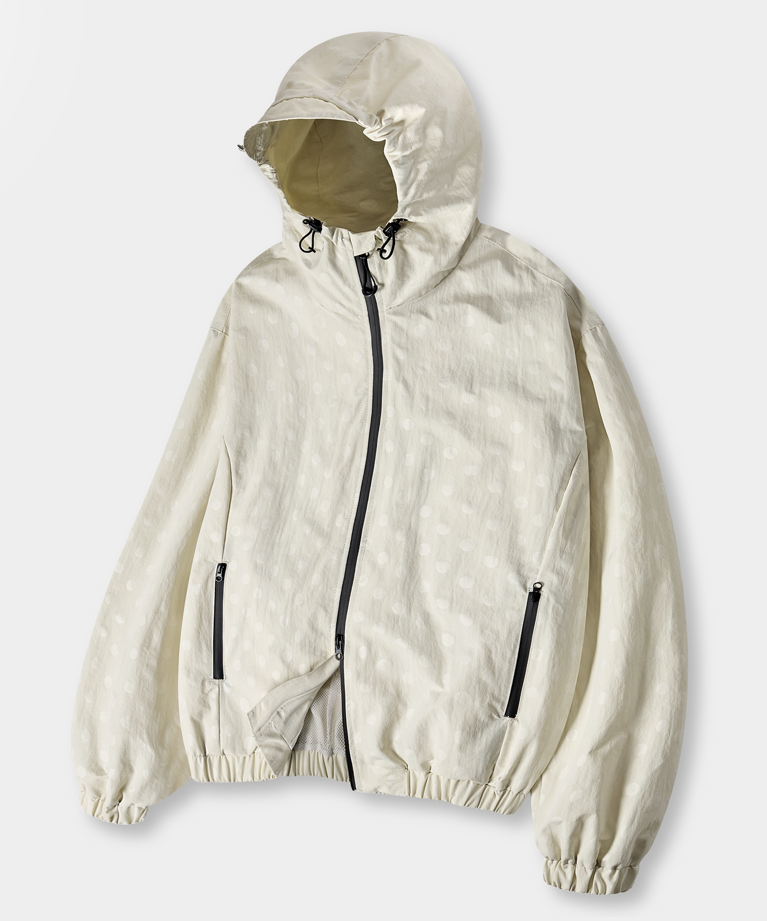 EUG 2WAY DOT HOODED WINDBREAKER JACKET_CREAM