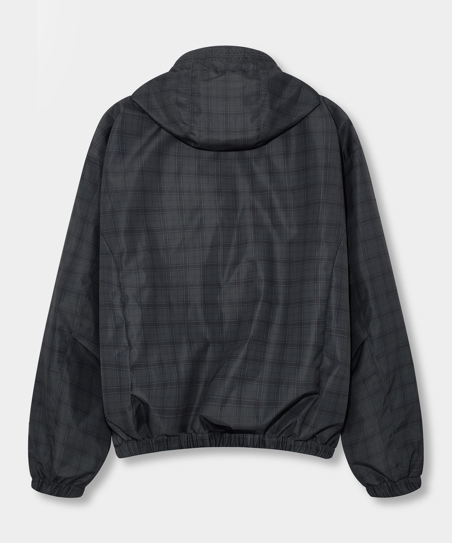2WAY CHECK HOODED WINDBREAKER JACKET_BLACK