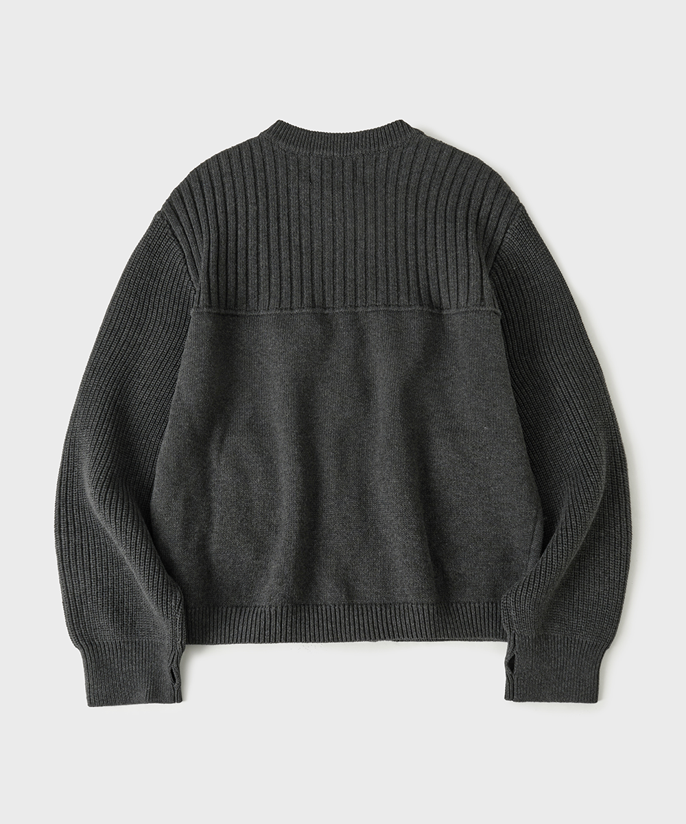 Multi Ribbed Zip-Up Knitсерый