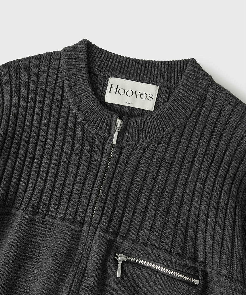 Multi Ribbed Zip-Up Knitсерый
