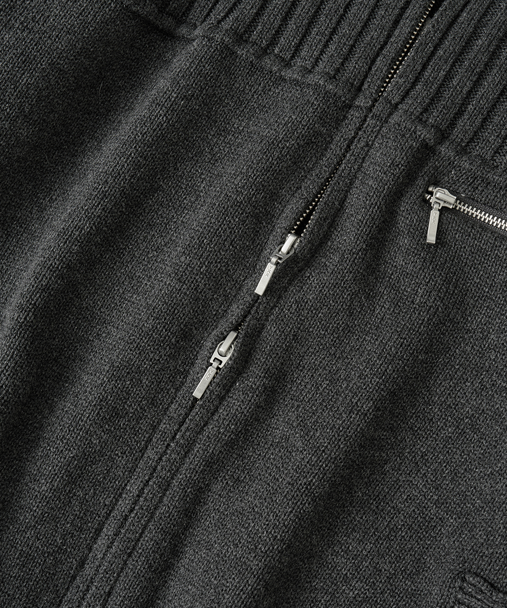 Multi Ribbed Zip-Up Knitсерый