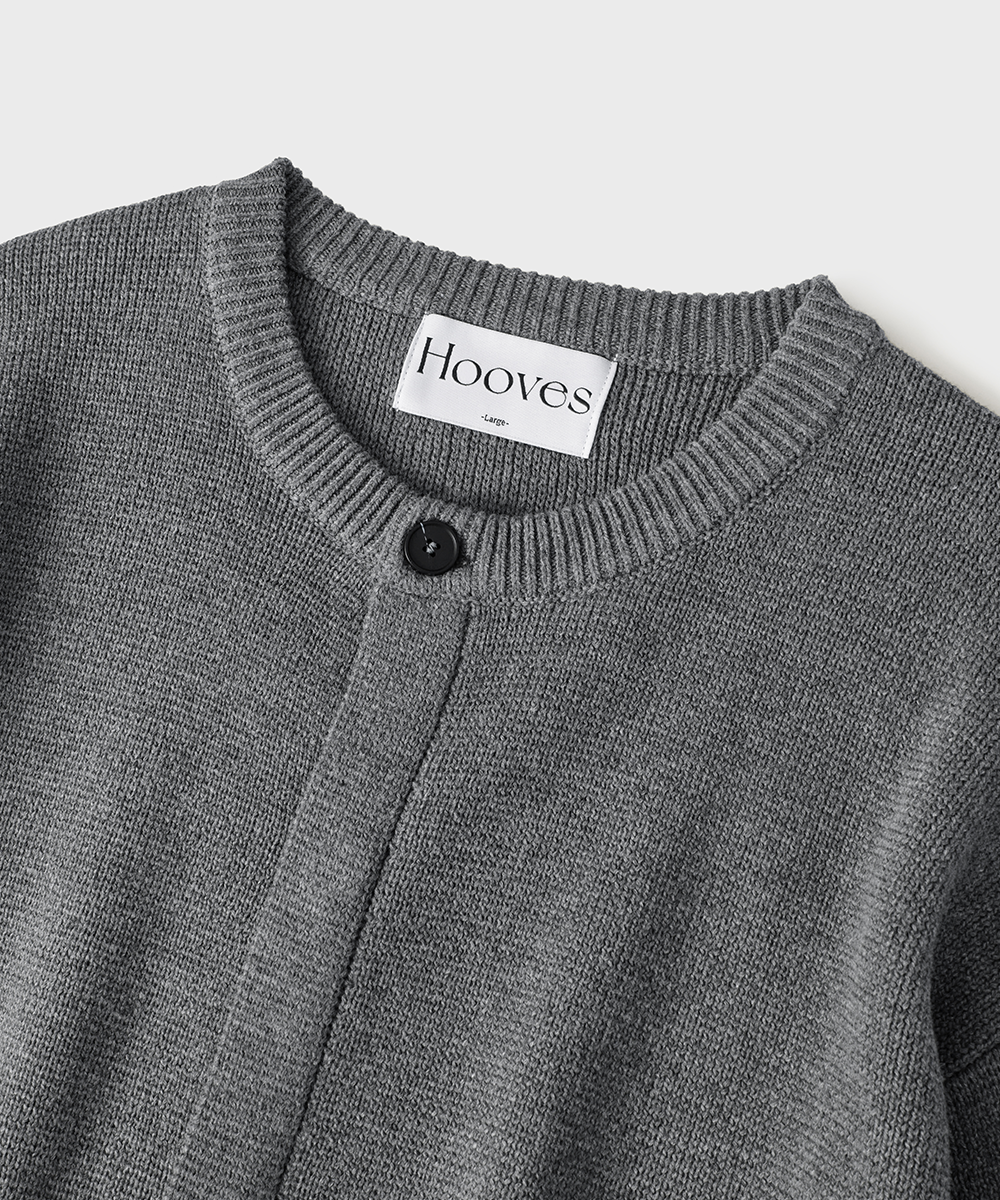 Hidden Button Cropped CardiganGrey