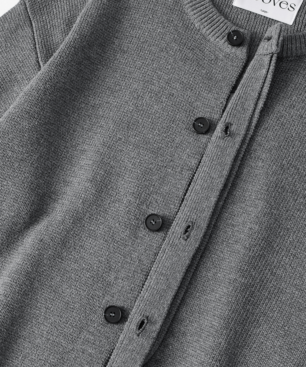 Hidden Button Cropped CardiganGrey