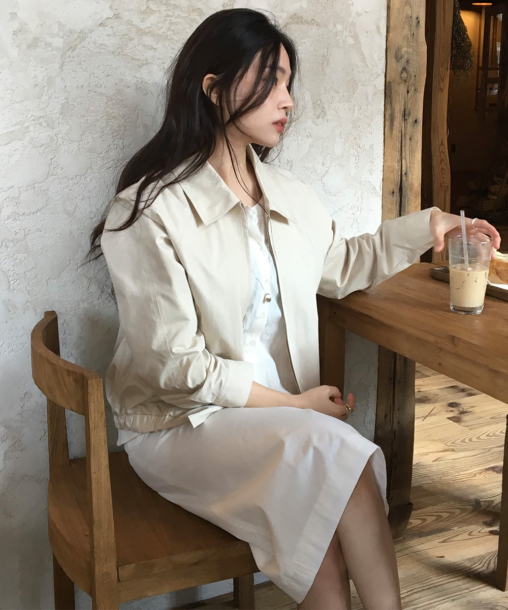 raglan cotton blouson-beige