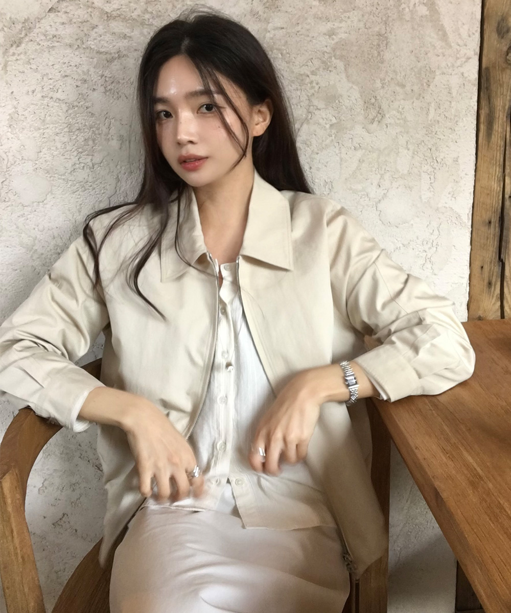 raglan cotton blouson-beige