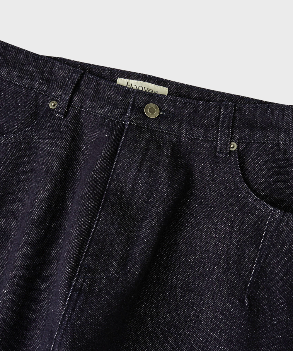 Leather Pocket Curved Denim PantsNonfade Indigo