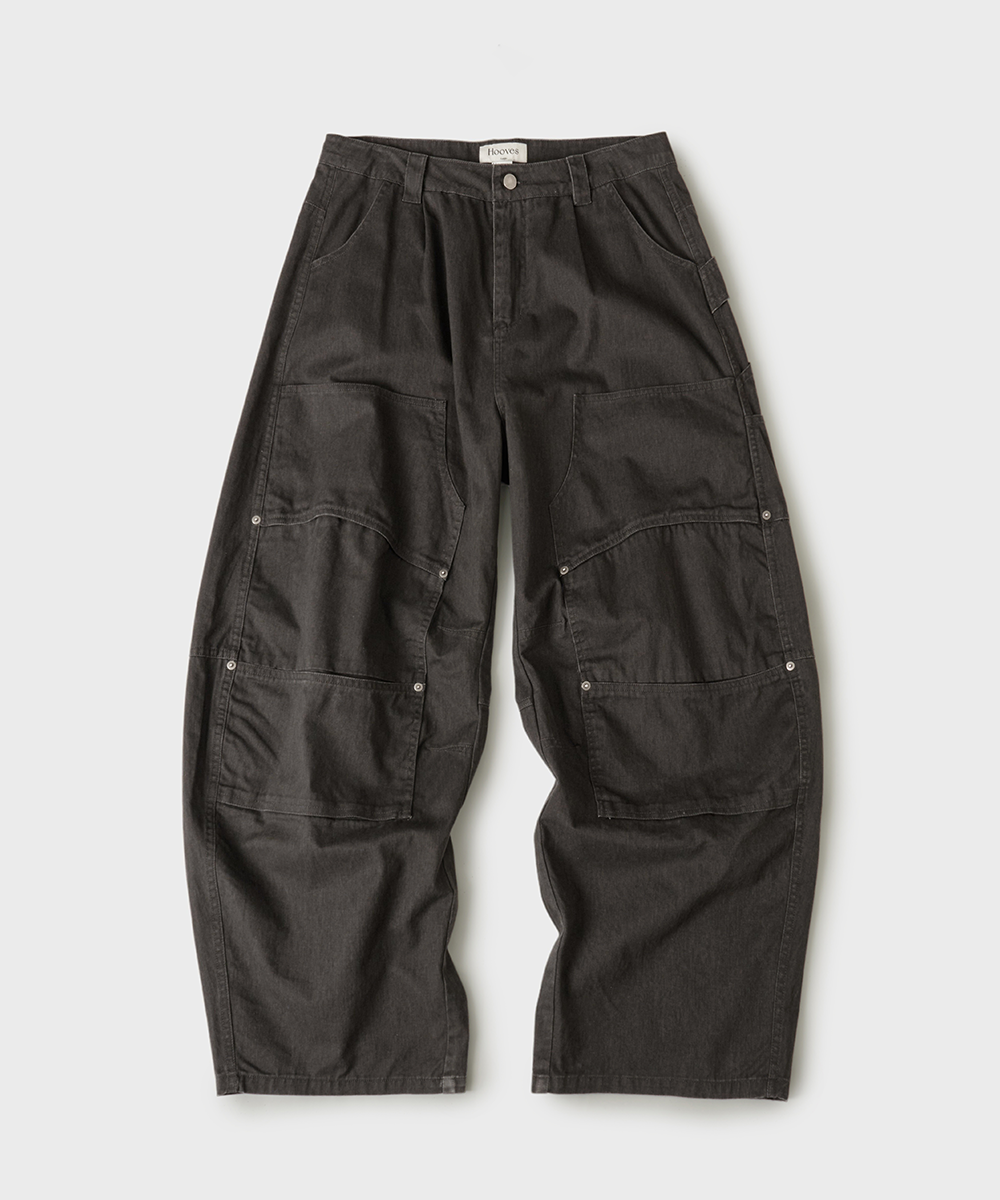 Double Knee Carpenter Curved Pantsсерый