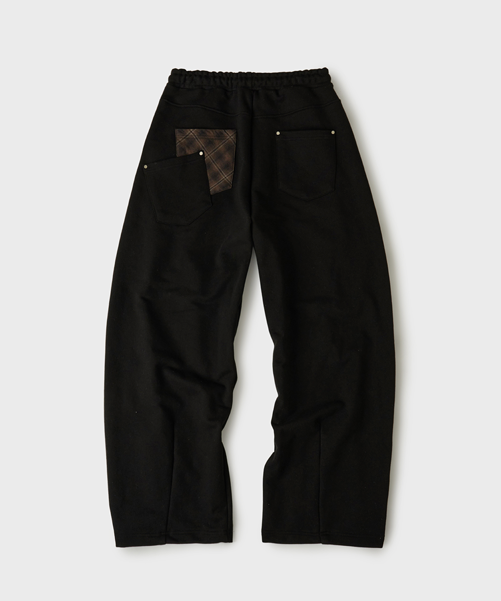 Check Pocket Curved Sweatpantsчёрный