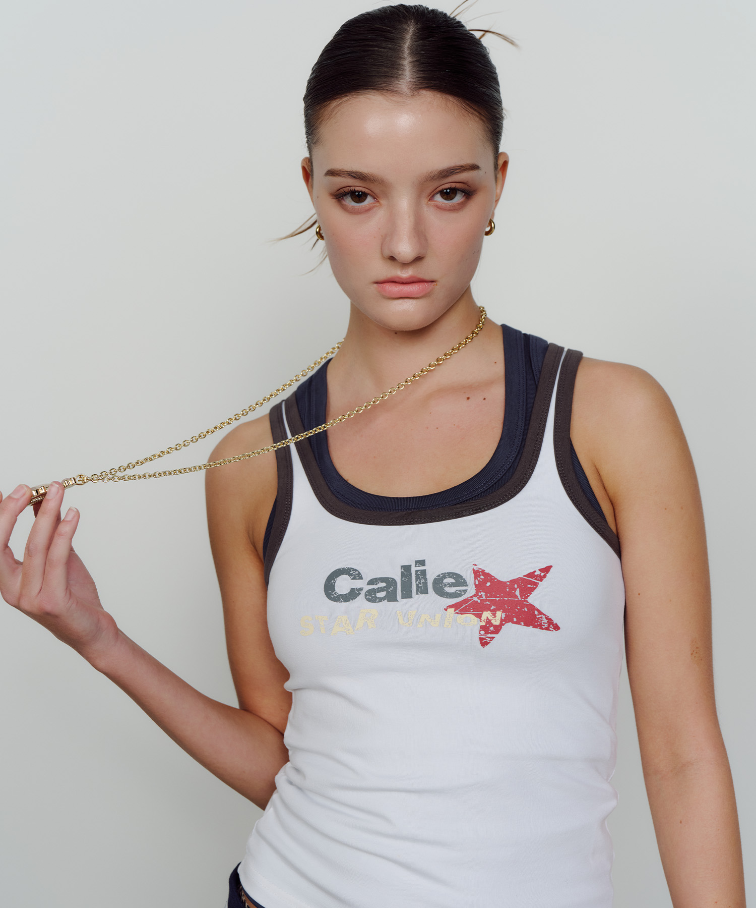 COLORBLOCK STAR UNION TANK TOP WHITE