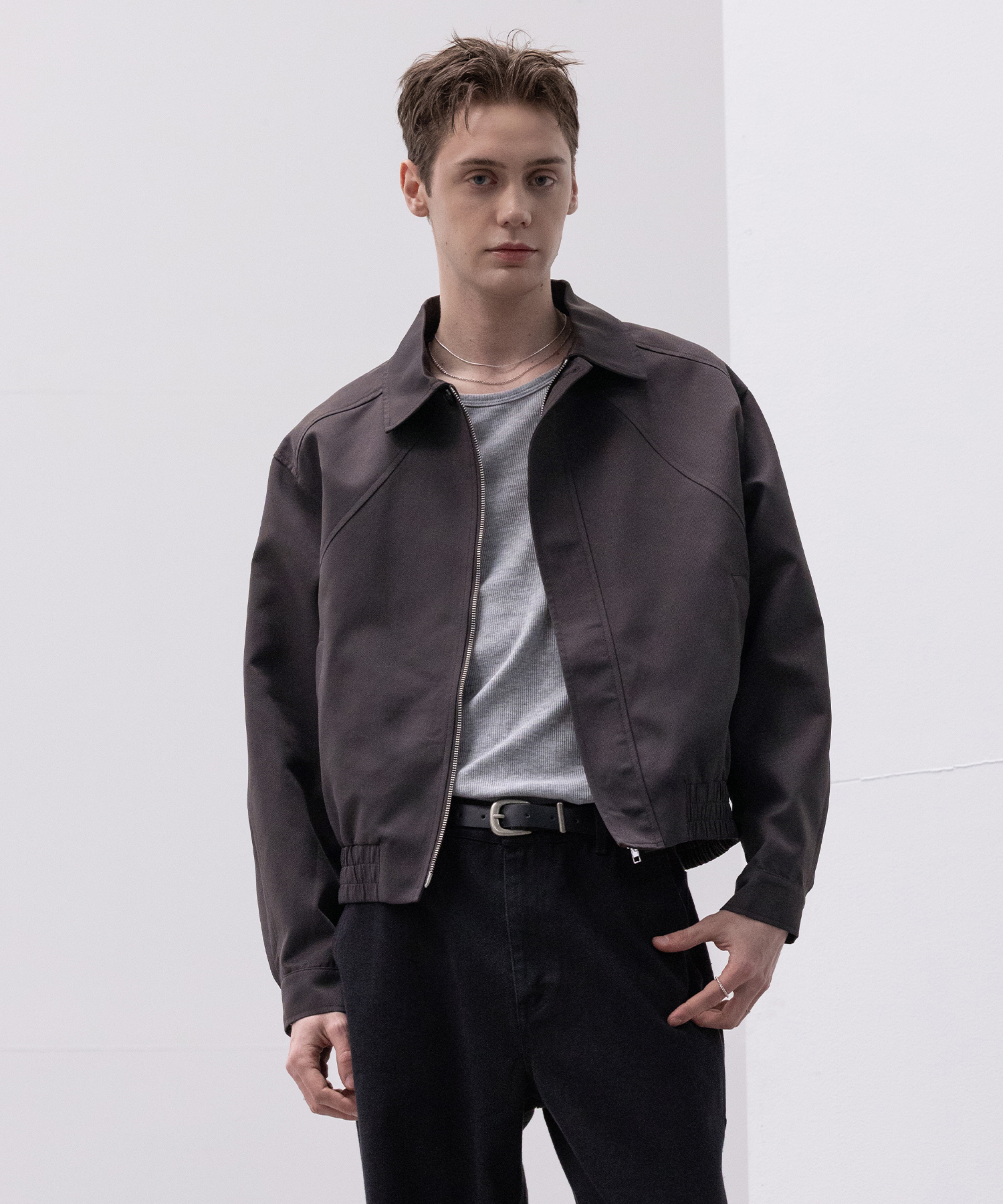 Curved Raglan Blouson Jacket [Charcoal коричневый]