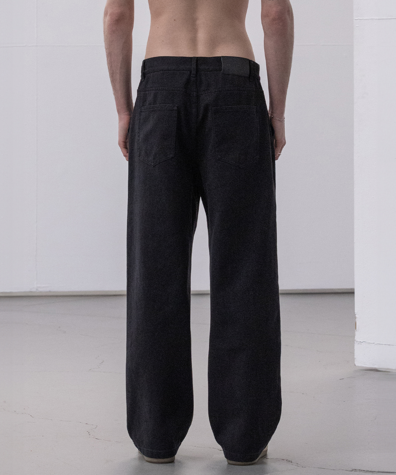 Twill Cotton Semi Wide Pants [черный]