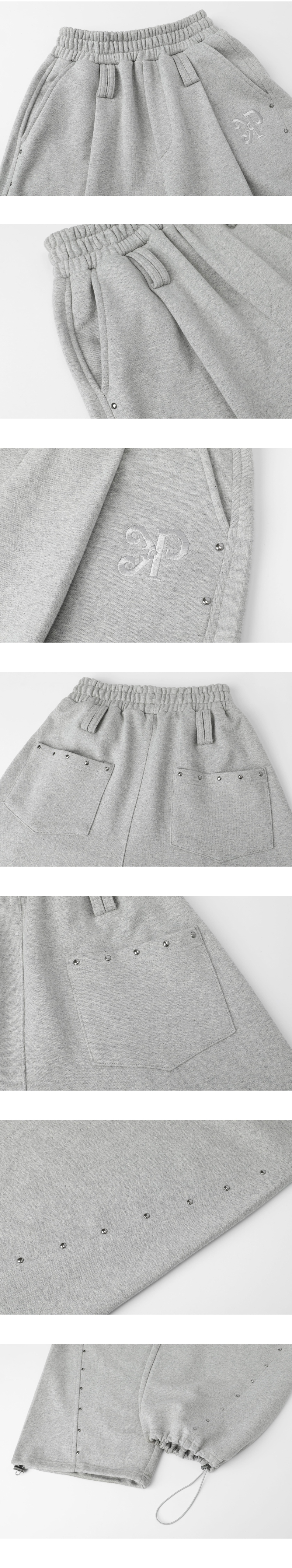 MUSINSA | KHAKIPOINT Steel Stud Sweat Pants (gray)