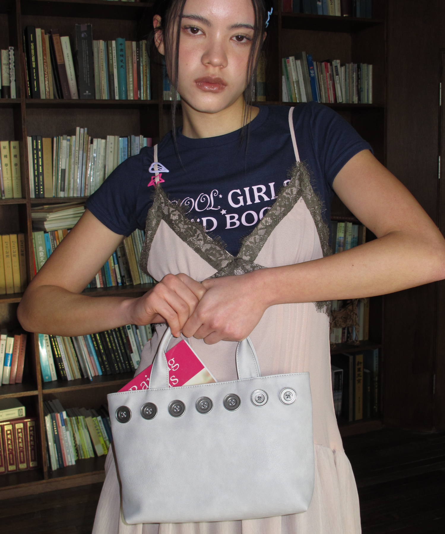 Sunday Tote Bag (Пуговицы Широкие)(Серые)