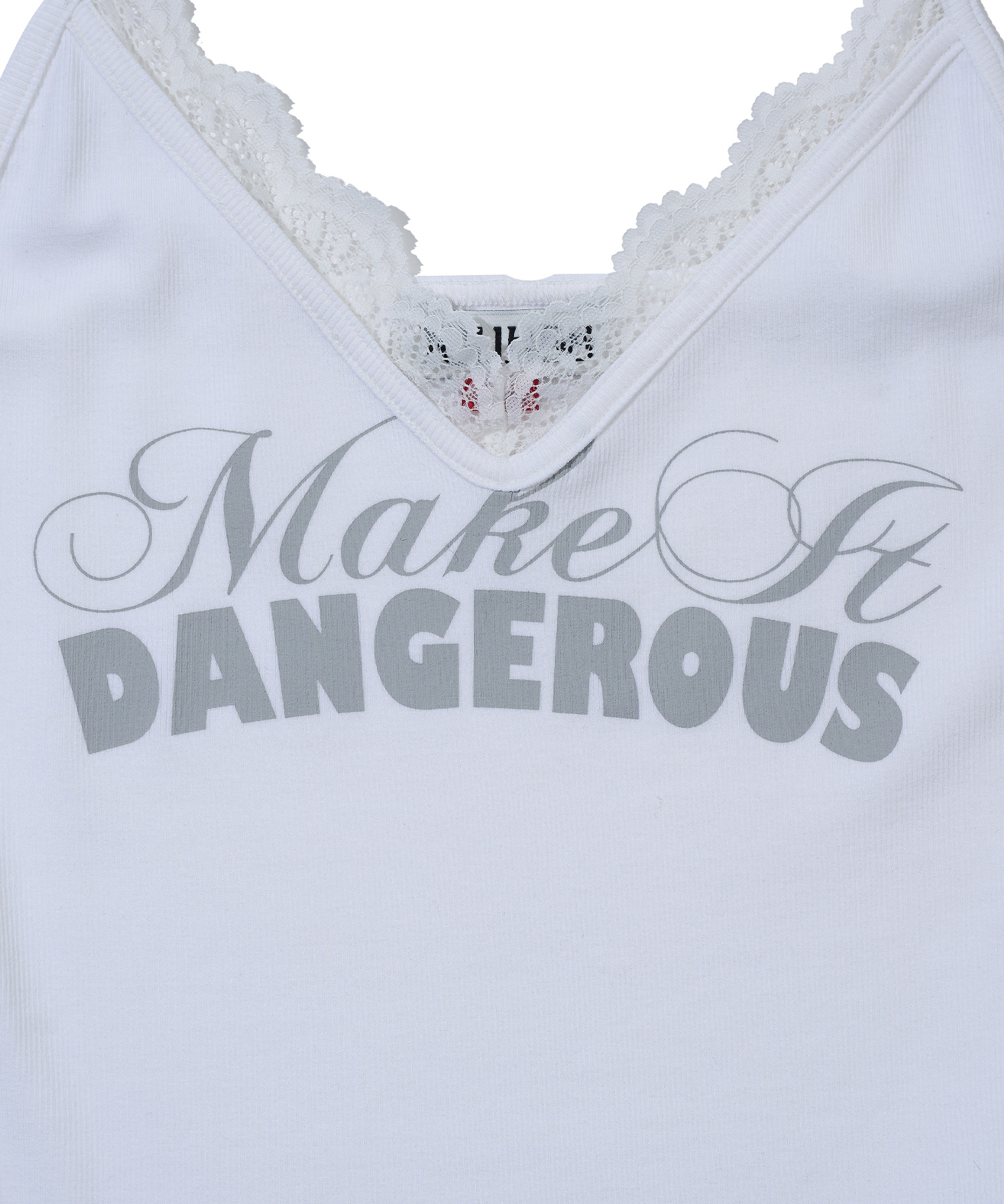 LACE LETTERING SLEEVELESS WHITE