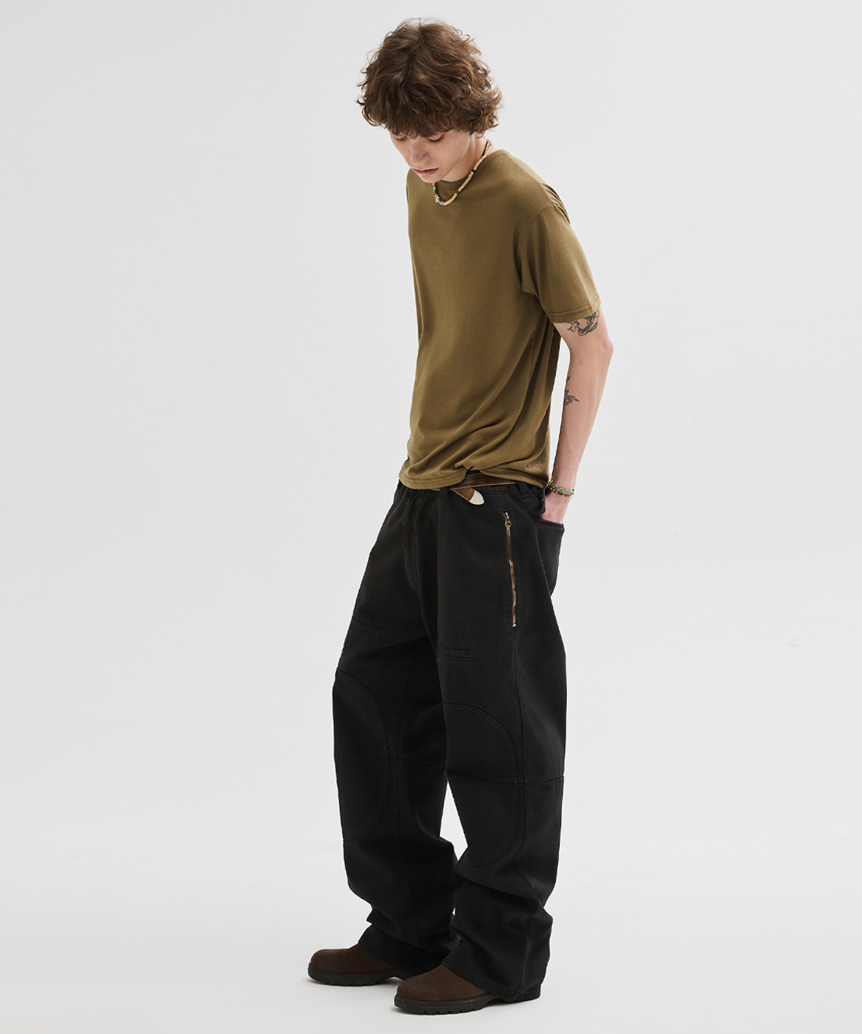 Side Zip Garment Dyed Cargo Pants [Charcoal]