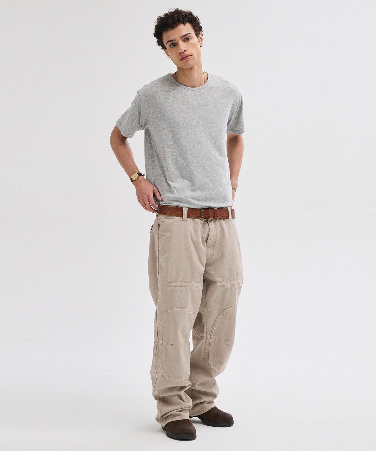 Side Zip Garment Dyed Cargo Pants [Light Beige]