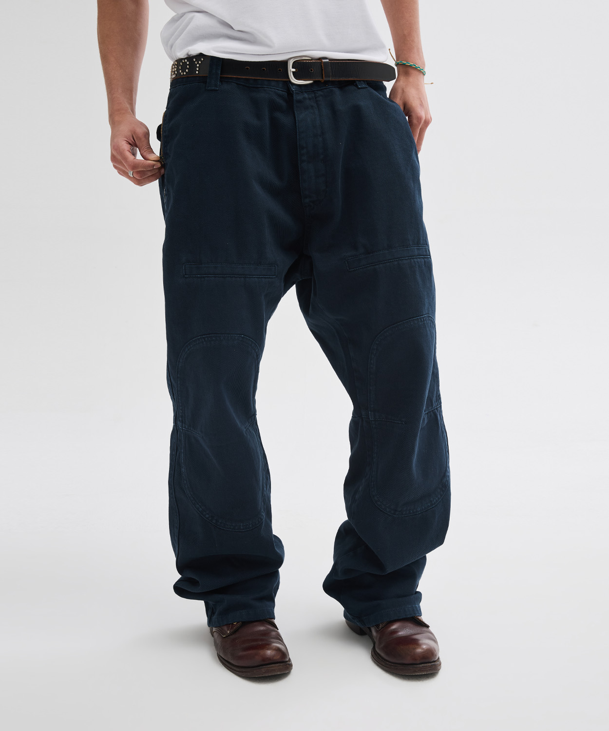 Side Zip Garment Dyed Cargo Pants [Navy]