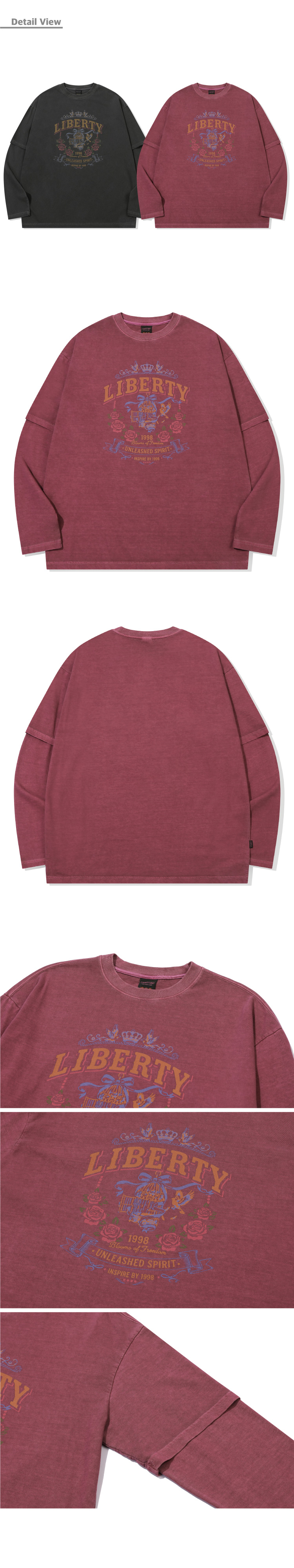 TEE LAYERED PIGMENT LONG SLEEVE - 2 COLORS PINK