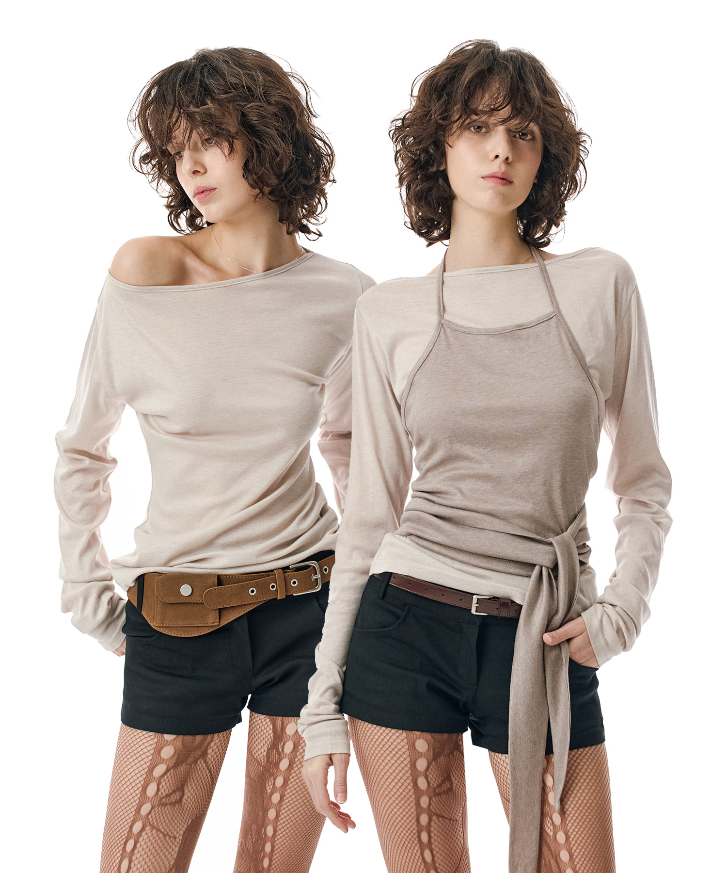 W.(SET)Tie Detail Layered Set Top [OATMEAL]_SEWTS025OATMEAL