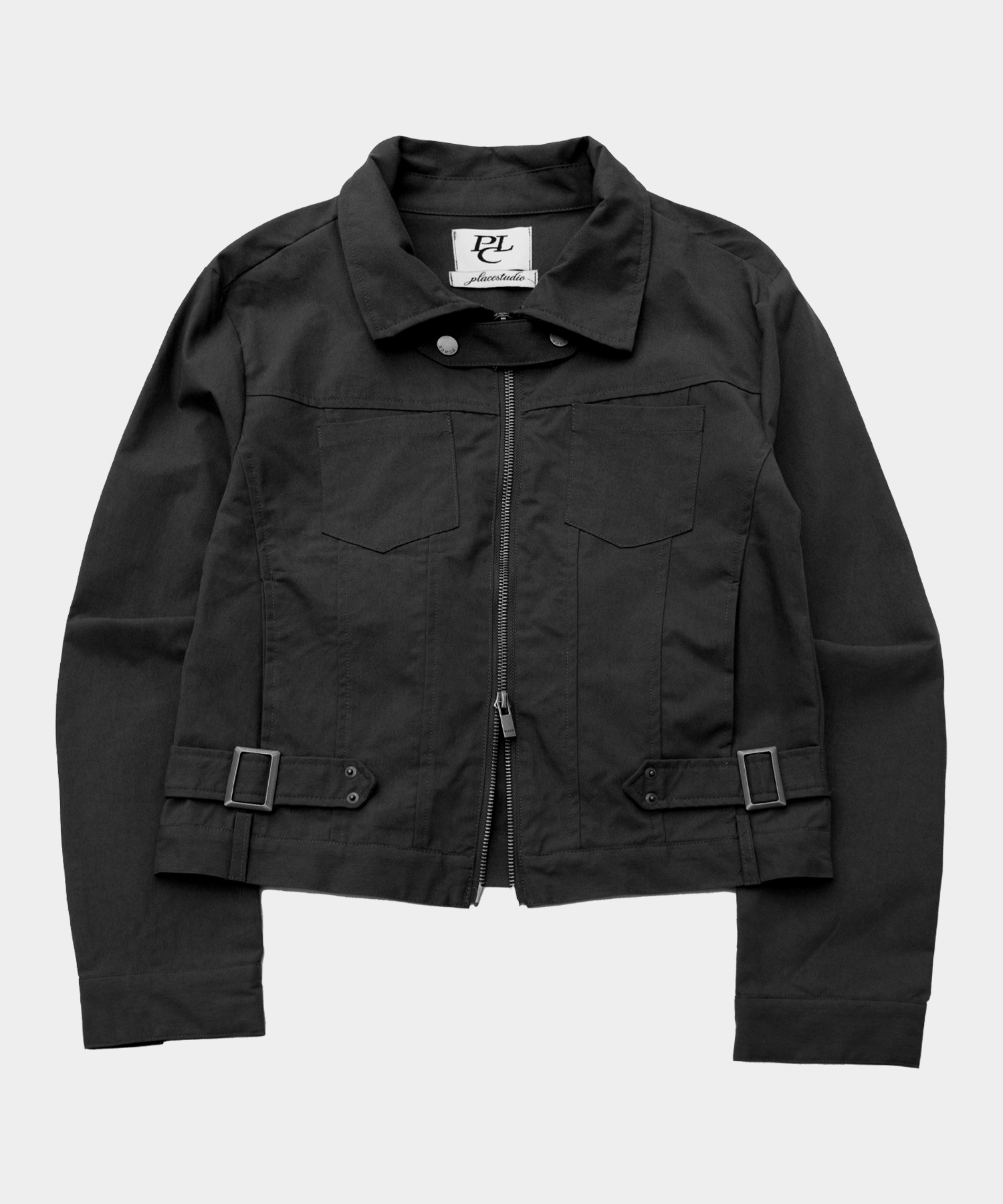 Куртка из хлопка с поясом, заклепками и швами slim fit_2COLOR